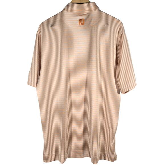 Footjoy Golf Orange & Gray Stripe Polo Self‎ Collar Golf Polo L Elmcrest Logo - Picture 2 of 8